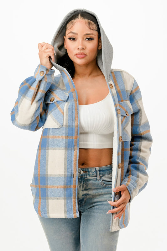 Hooded Plaid Jacket - It's a Girly Place
