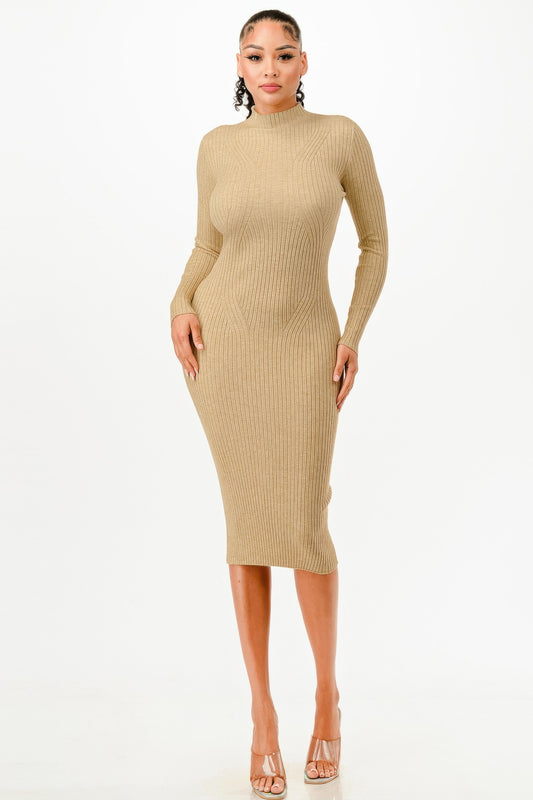 Stand Collar Sweater Bodycon Dress - It's a Girly Place
