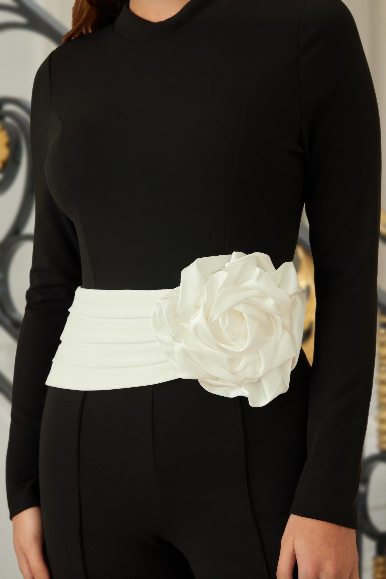 Wide Waistband With Rose Jumpsuit - It's a Girly Place