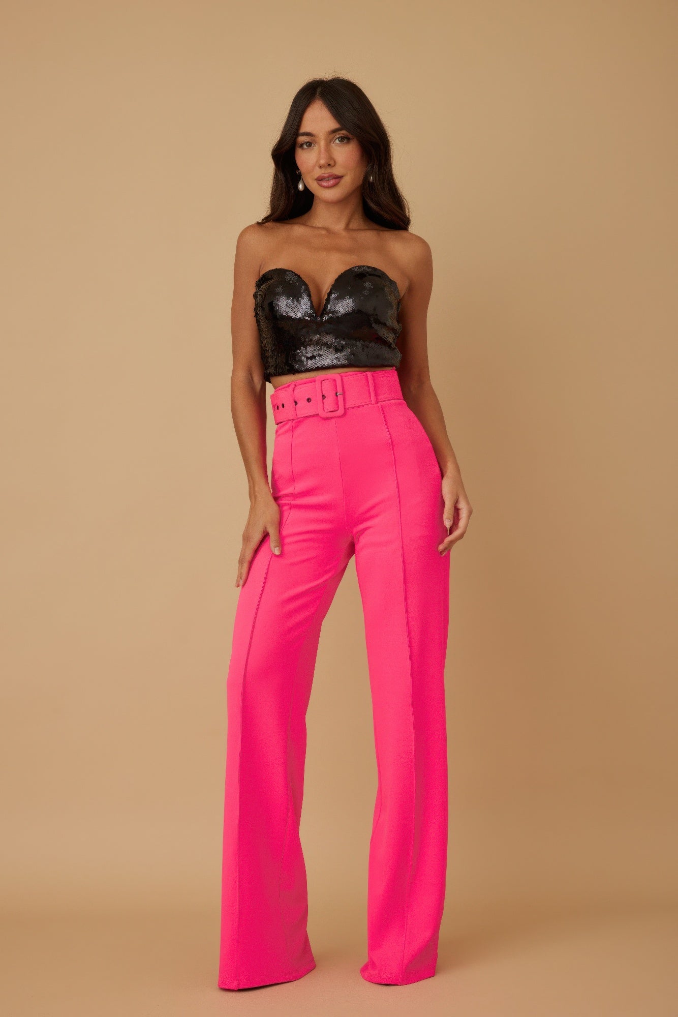 High Waist Pants With Buckle Belt - It's a Girly Place