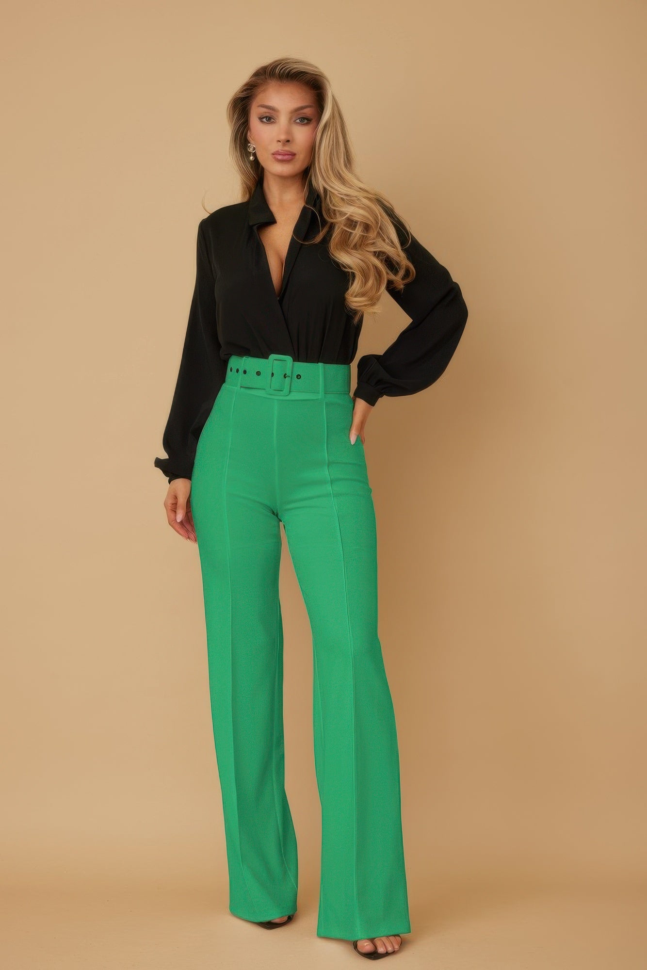 High Waist Pants With Buckle Belt - It's a Girly Place
