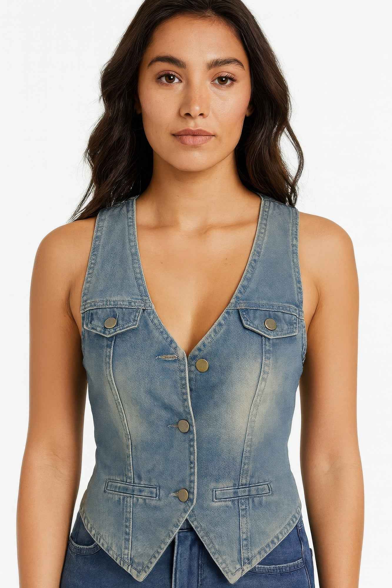 Sleeveless Vest Denim Top