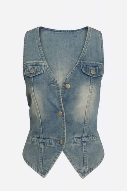 Sleeveless Vest Denim Top