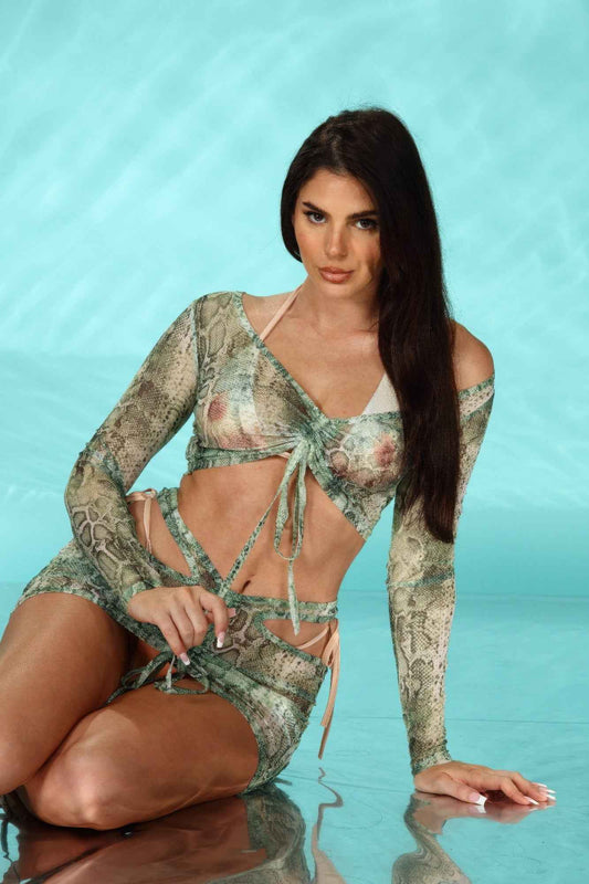 Printed Sheer Two Piece Set