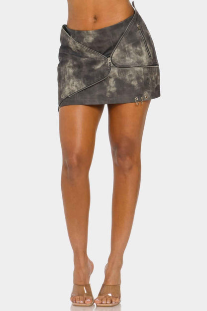 Faux Leather Strap Mini Skirt