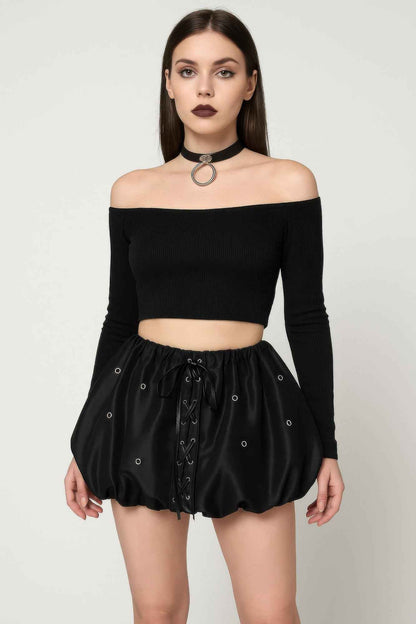 Bubble Lace Up Mini Skirt