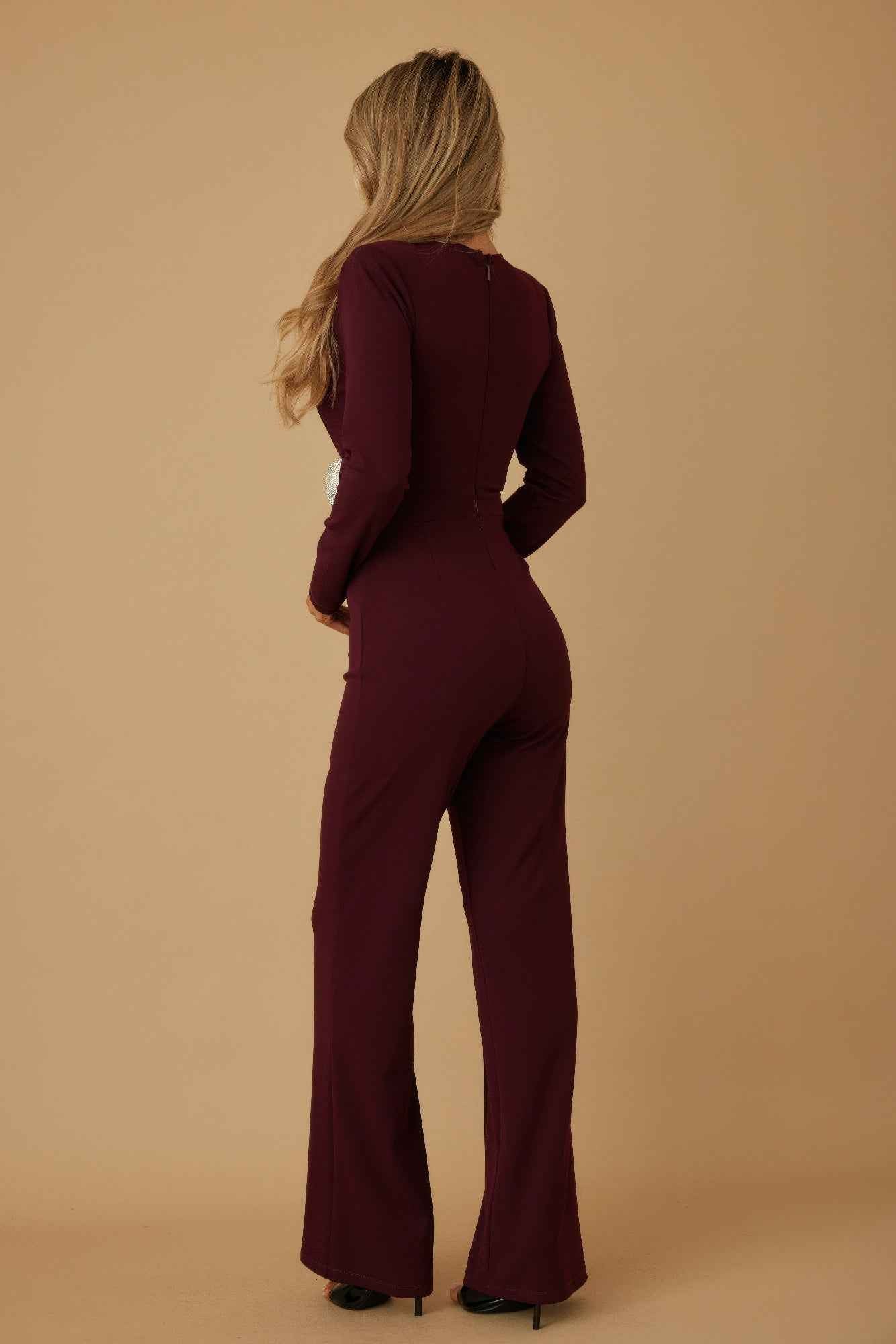 Oval Crystal Stone Wrap Jumpsuit