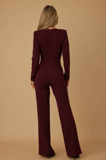 Oval Crystal Stone Wrap Jumpsuit