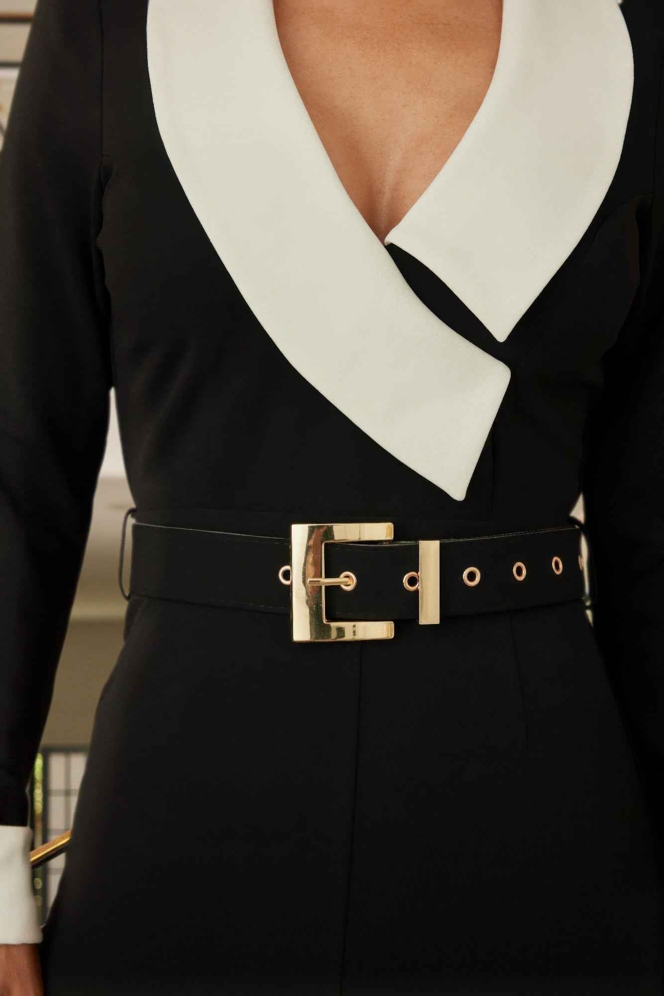 Black/white Long Sleeve Jumpsuit