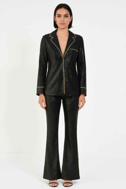 Sequin Collared Two Piece Set