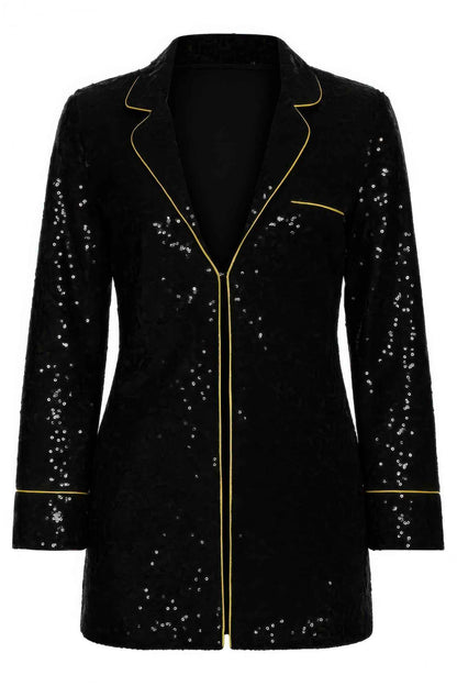Sequin Collared Two Piece Set