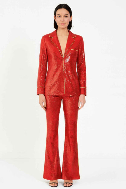 Sequin Collared Two Piece Set
