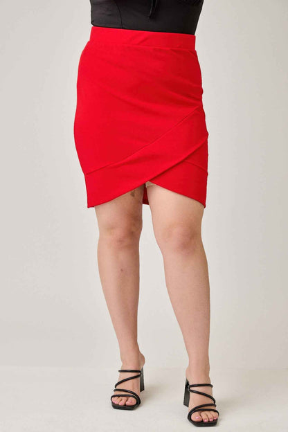 Plus Size Tulip Hem Knit Crepe Skirt