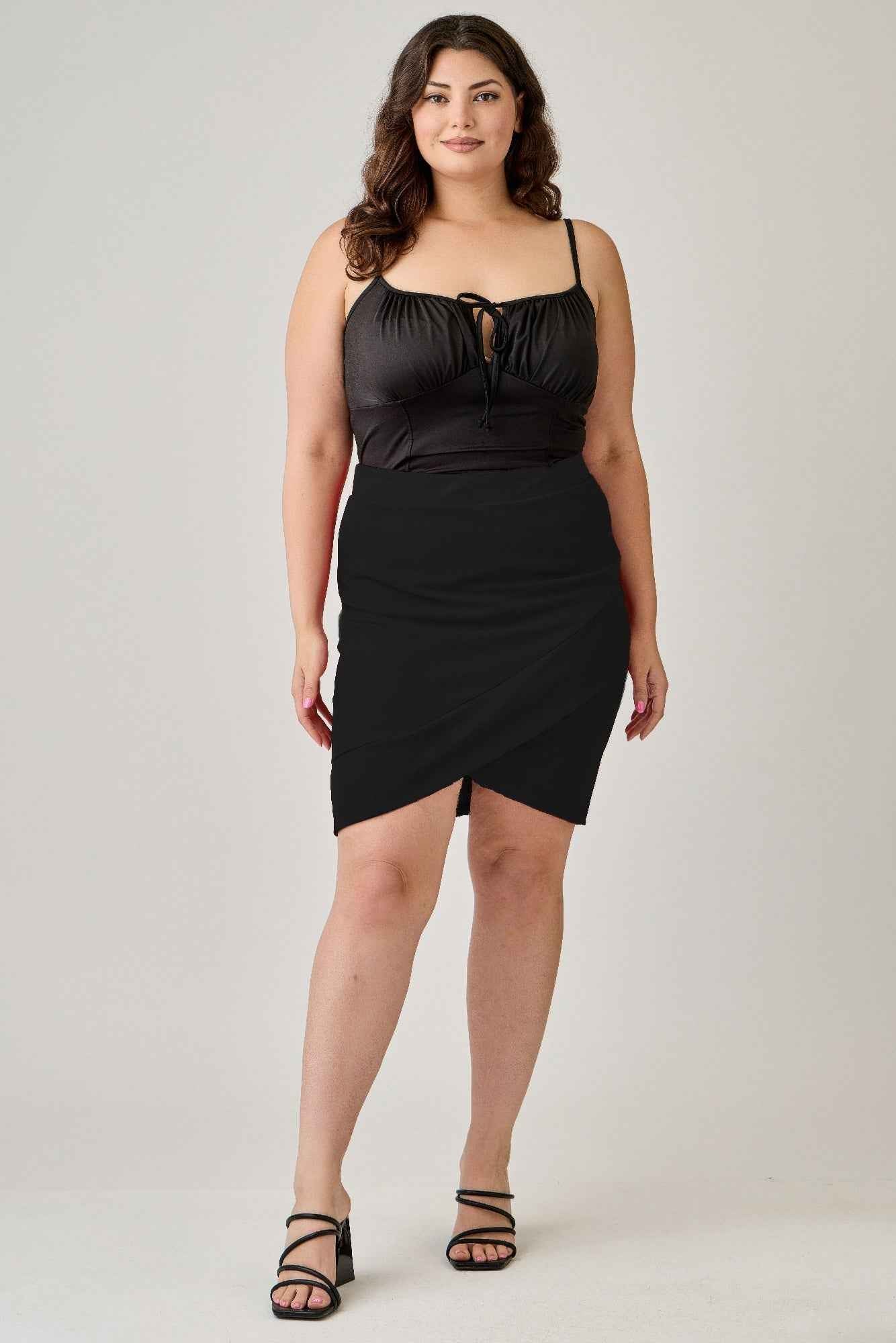 Plus Size Tulip Hem Knit Crepe Skirt