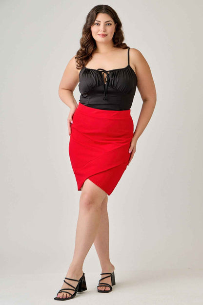 Plus Size Tulip Hem Knit Crepe Skirt