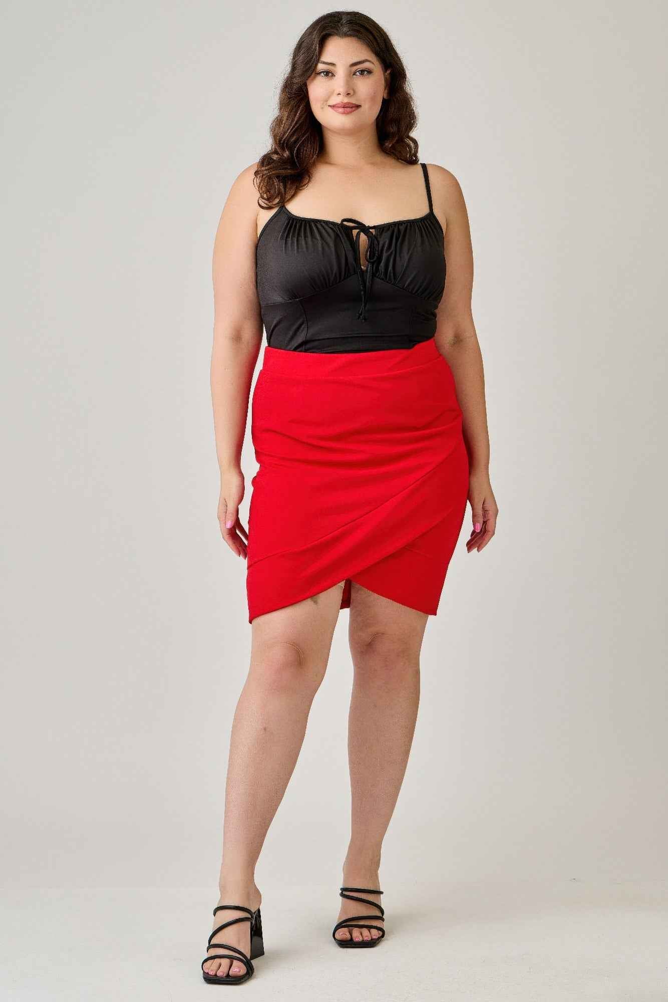 Plus Size Tulip Hem Knit Crepe Skirt