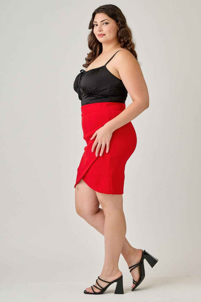 Plus Size Tulip Hem Knit Crepe Skirt