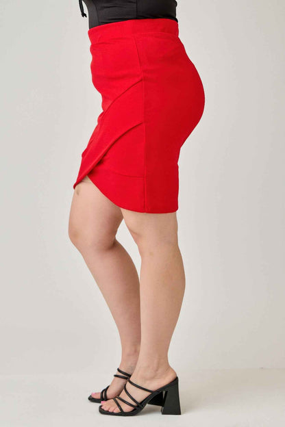 Plus Size Tulip Hem Knit Crepe Skirt