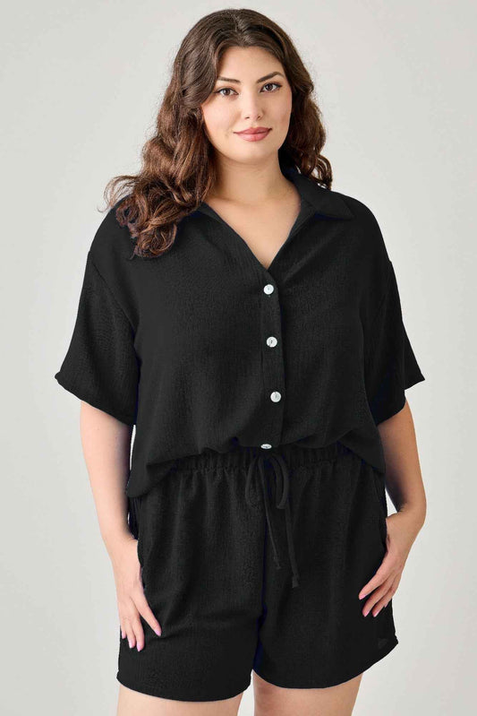 Plus Size 2pc Linen Airflow Btn Down Set