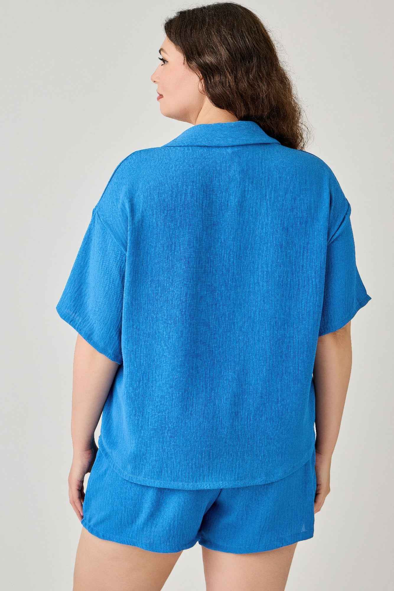 Plus Size 2pc Linen Airflow Btn Down Set