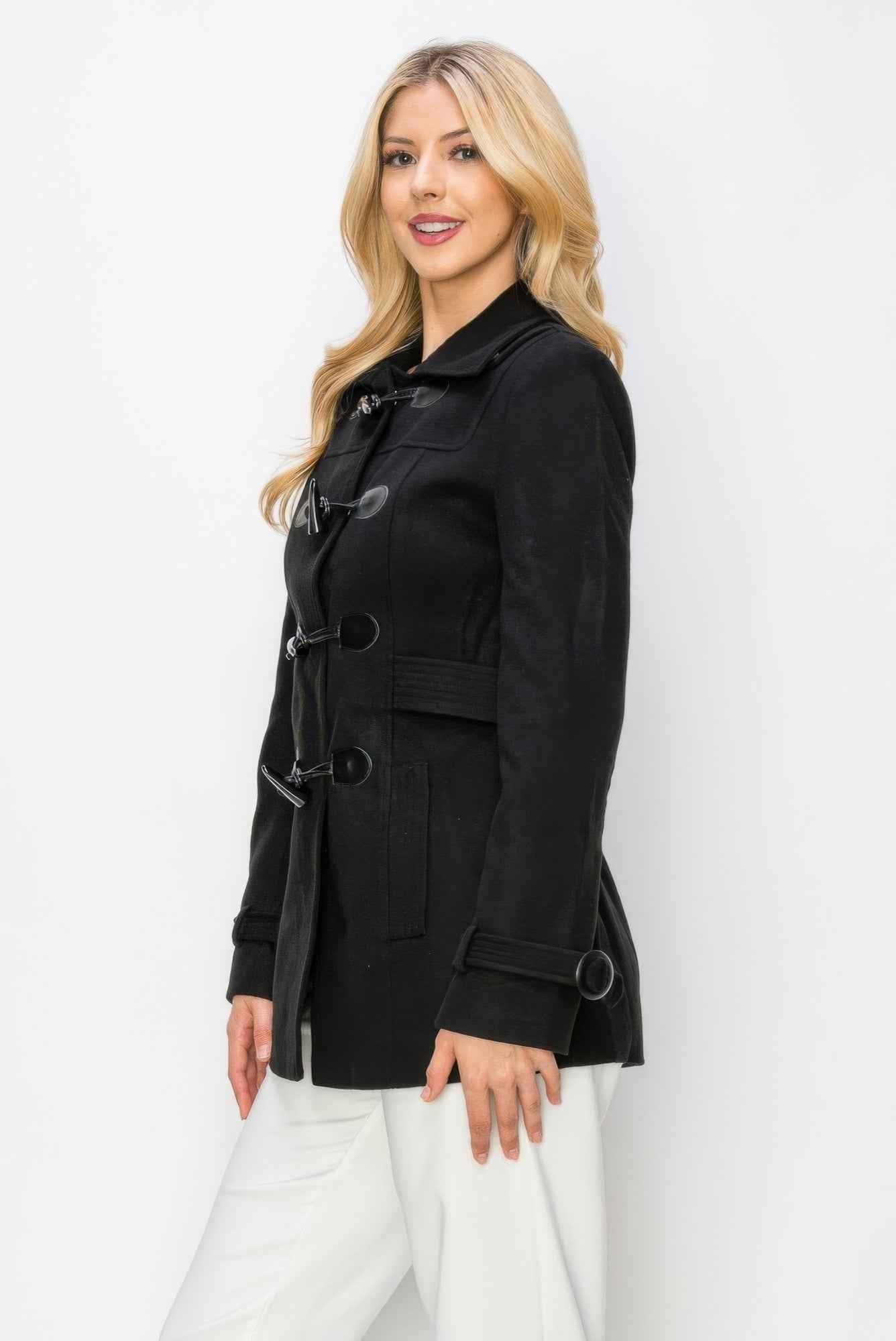 Wool Toggle Button Peacoat With Pockets