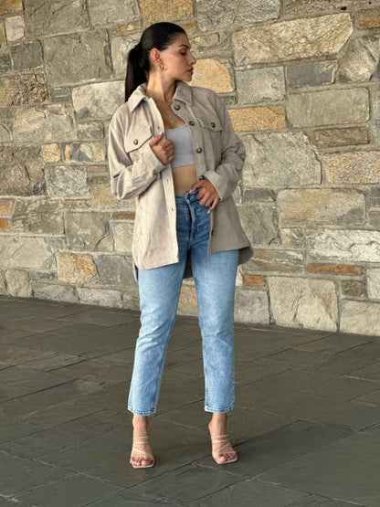 Oversized Corduroy Shacket Button Down Utility