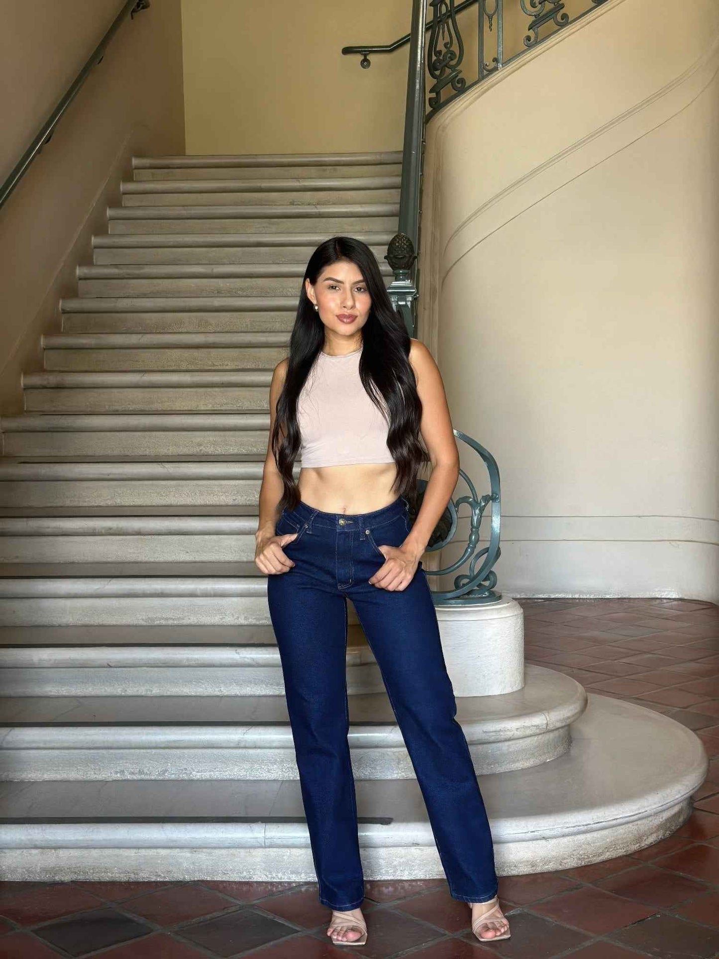 High Waist Vintage Straight Leg Denim Jeans