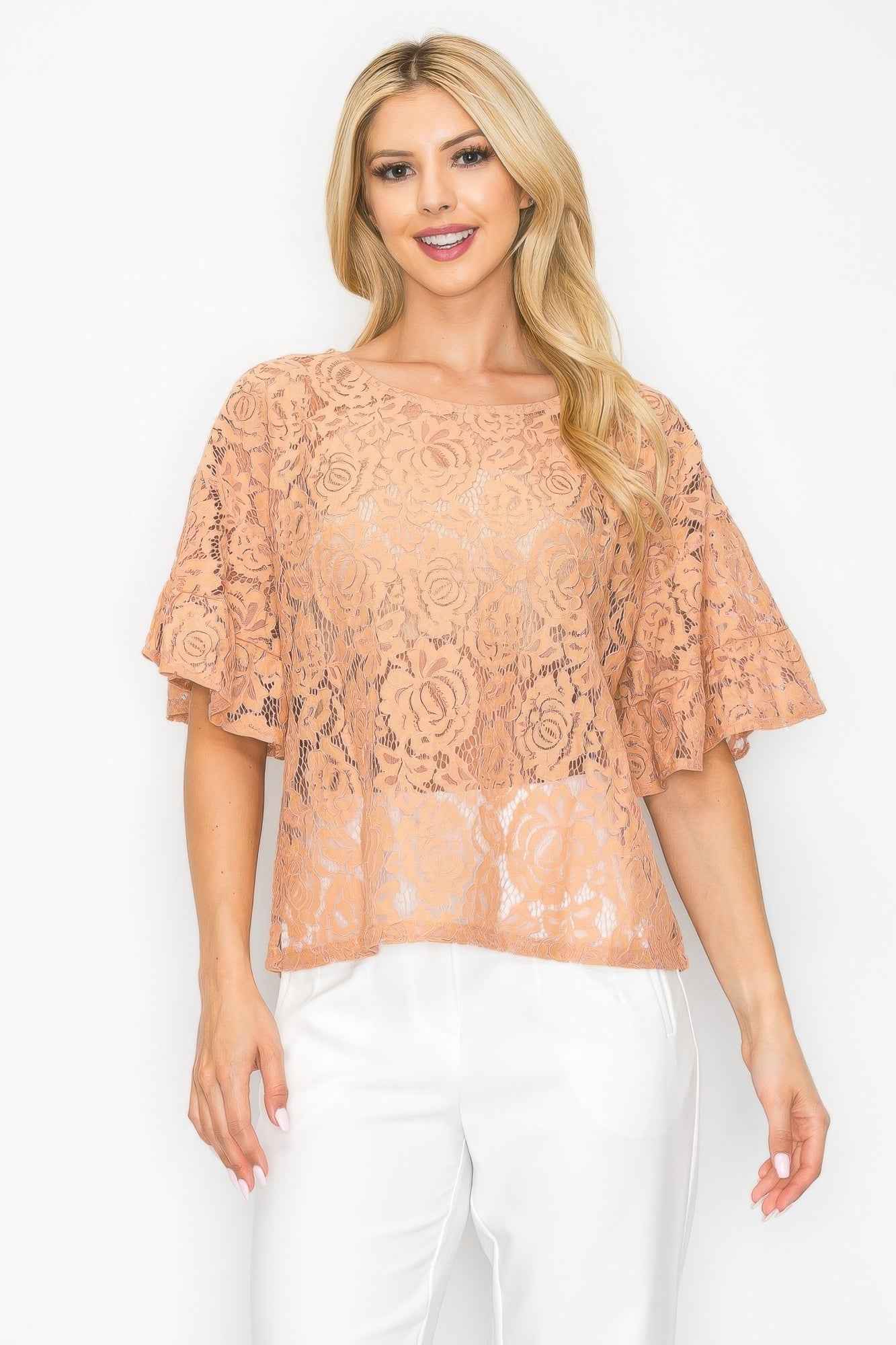 Floral Embroidered Crochet Lace Boxy Blouse Top