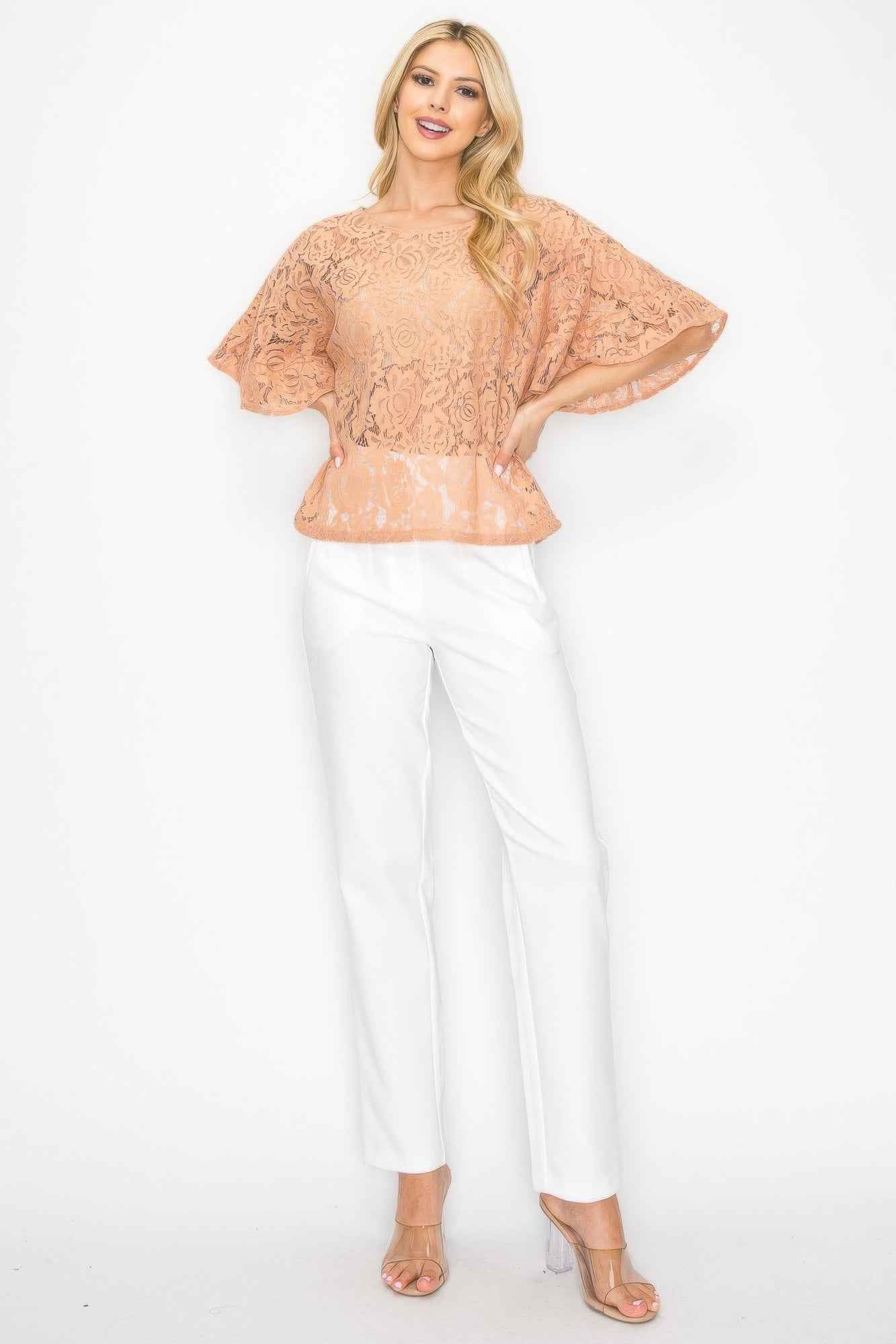 Floral Embroidered Crochet Lace Boxy Blouse Top