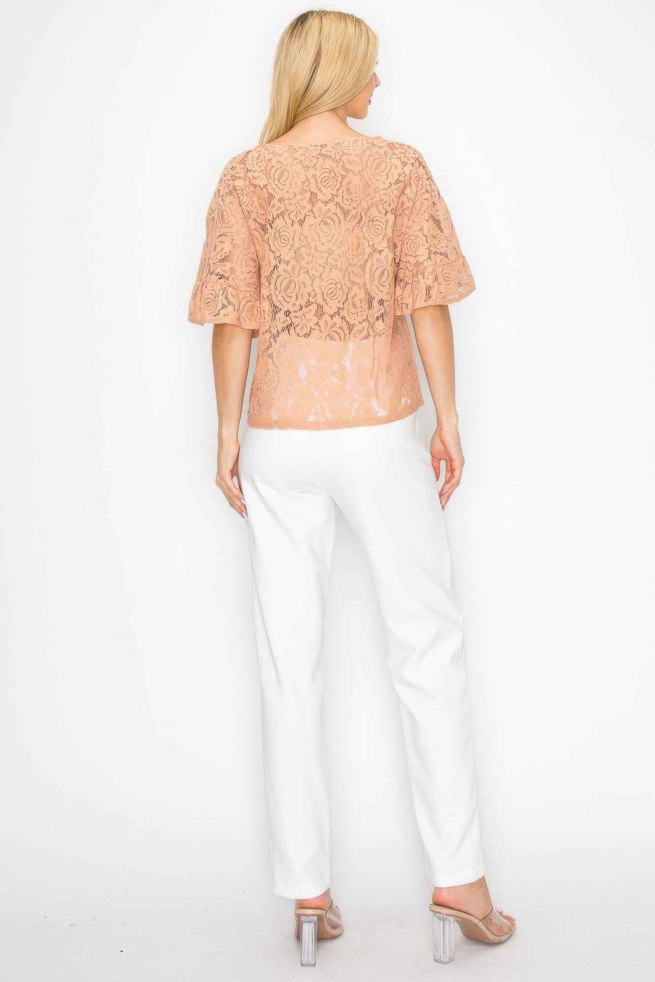 Floral Embroidered Crochet Lace Boxy Blouse Top