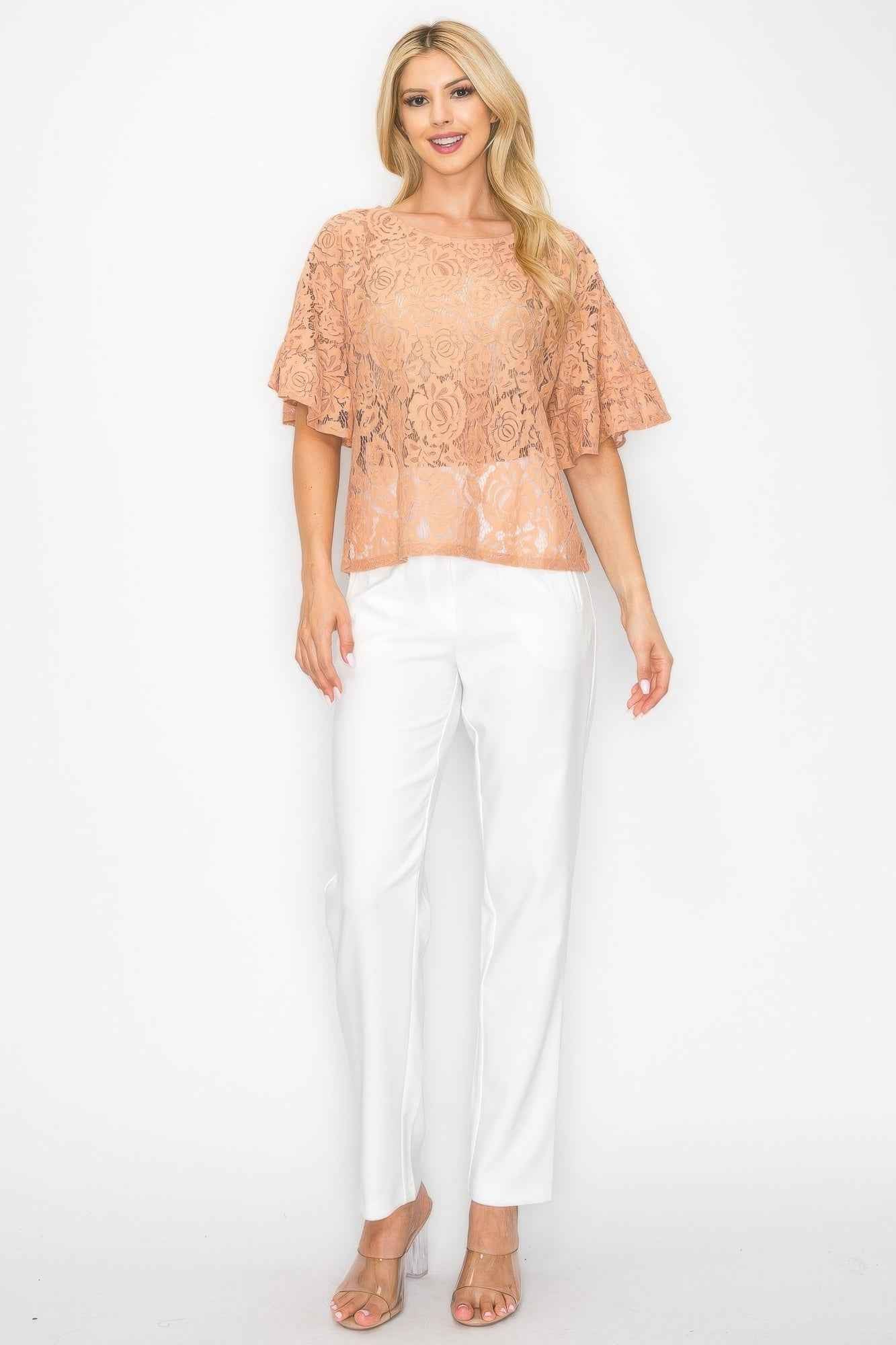Floral Embroidered Crochet Lace Boxy Blouse Top