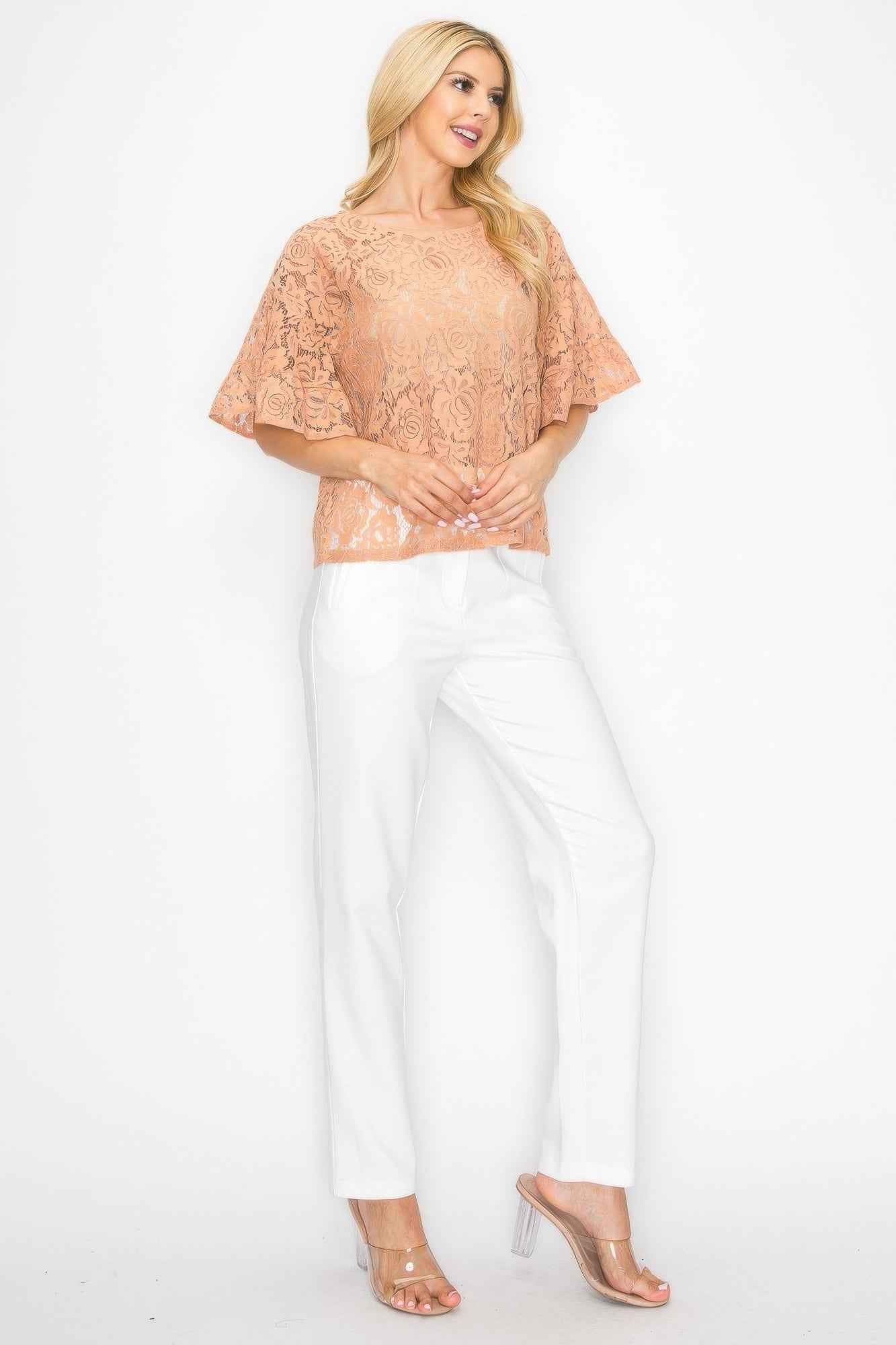 Floral Embroidered Crochet Lace Boxy Blouse Top