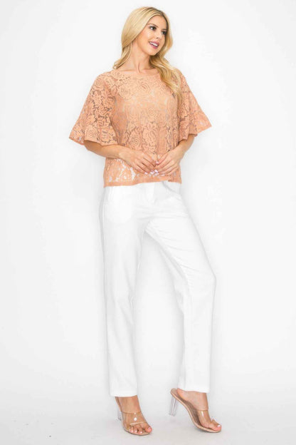 Floral Embroidered Crochet Lace Boxy Blouse Top
