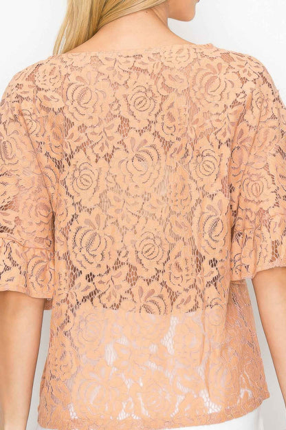 Floral Embroidered Crochet Lace Boxy Blouse Top