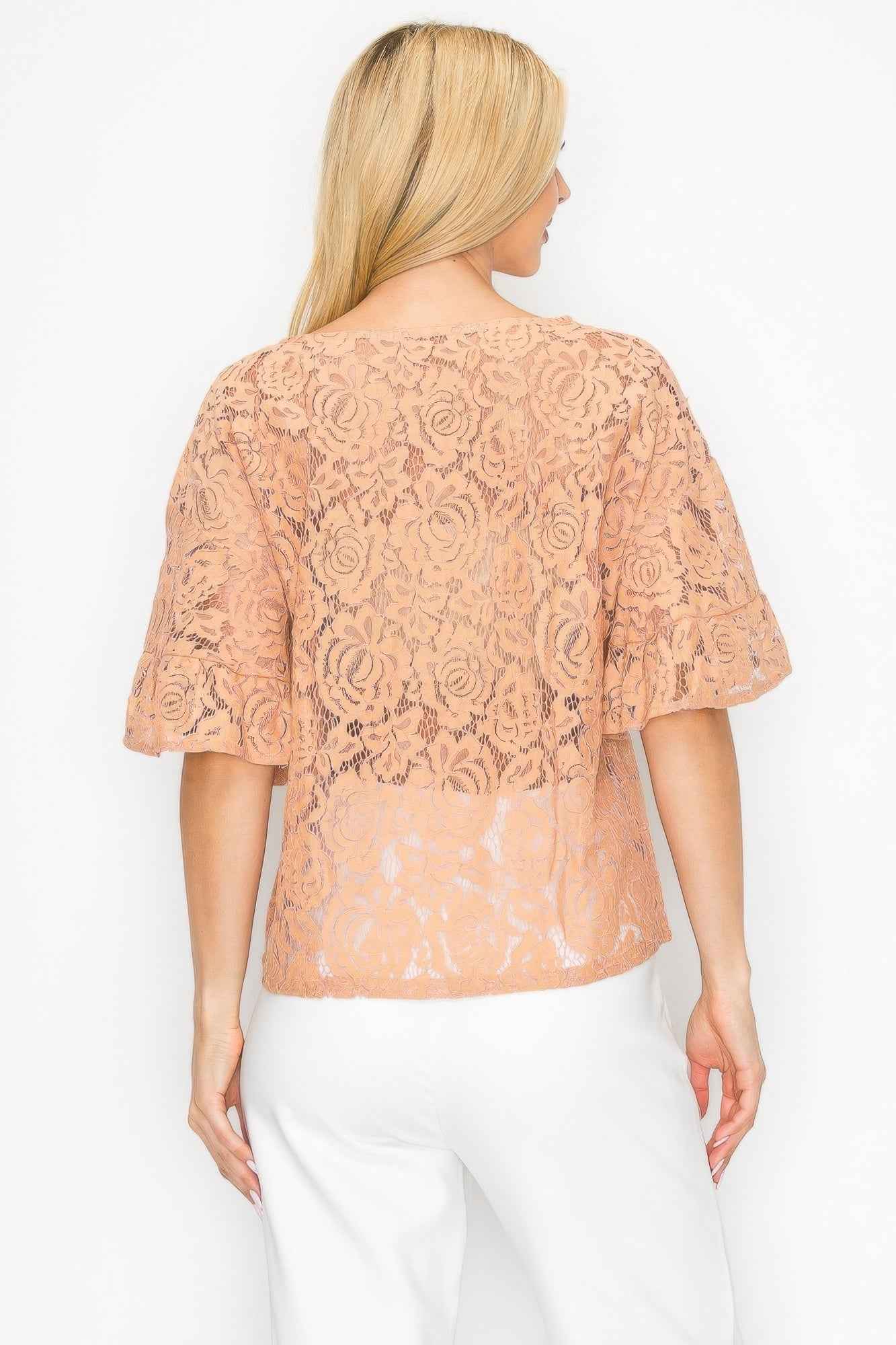 Floral Embroidered Crochet Lace Boxy Blouse Top
