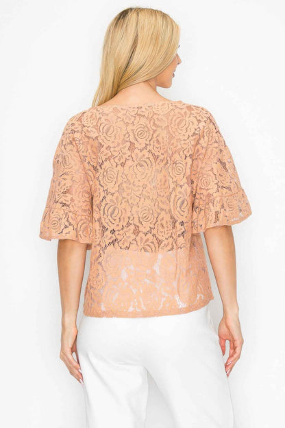 Floral Embroidered Crochet Lace Boxy Blouse Top