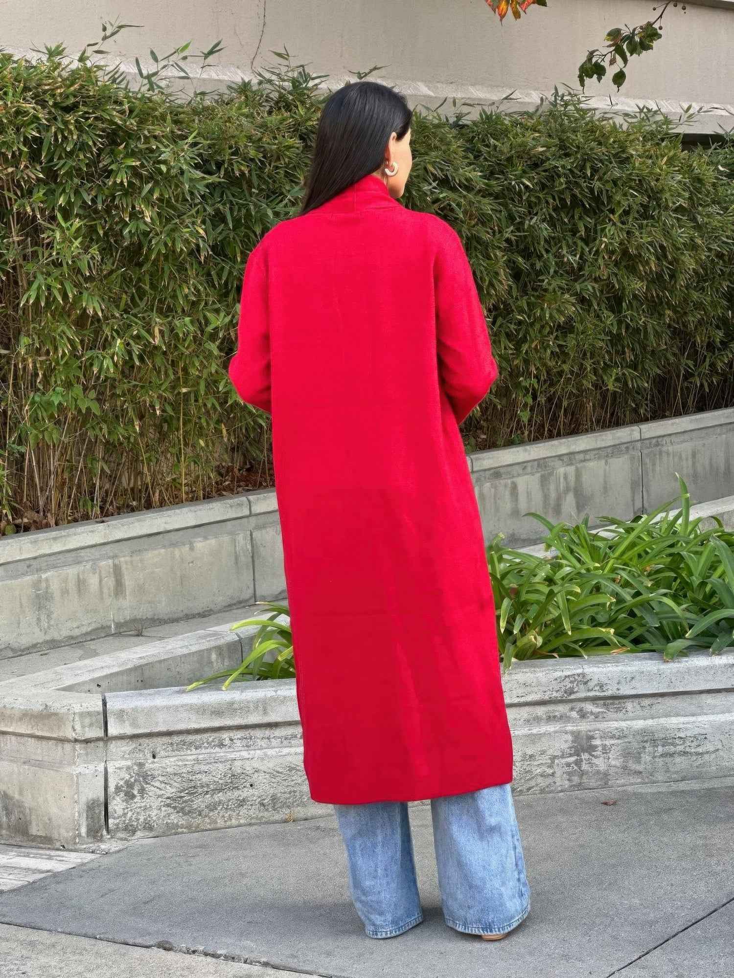 Clover Fine Knit Midi Cardi Cardigan With Pockets