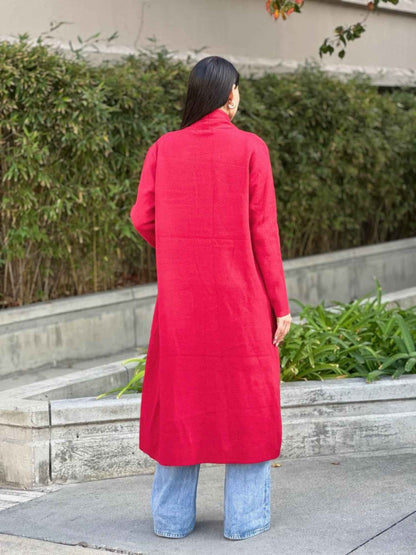 Clover Fine Knit Midi Cardi Cardigan With Pockets