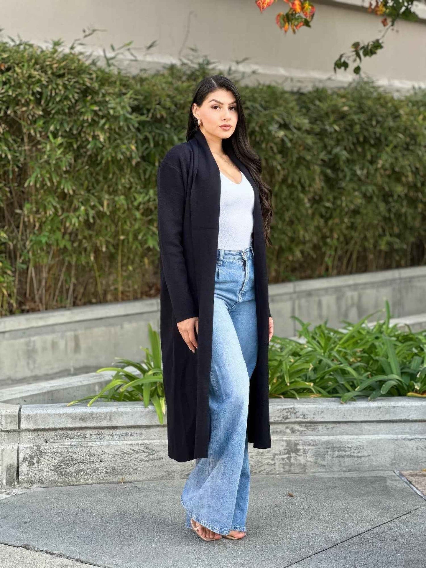 Clover Fine Knit Midi Cardi Cardigan With Pockets