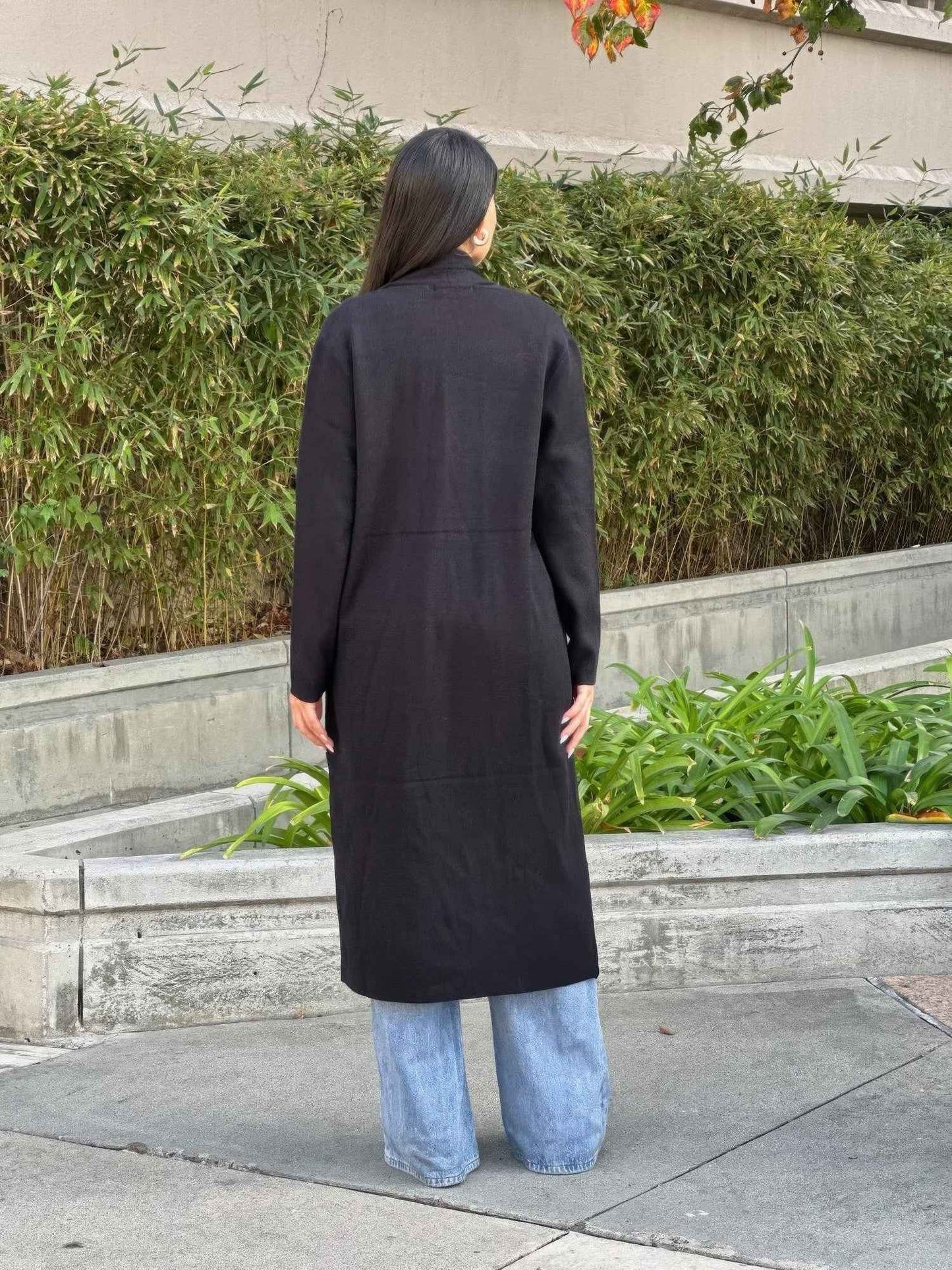 Clover Fine Knit Midi Cardi Cardigan With Pockets