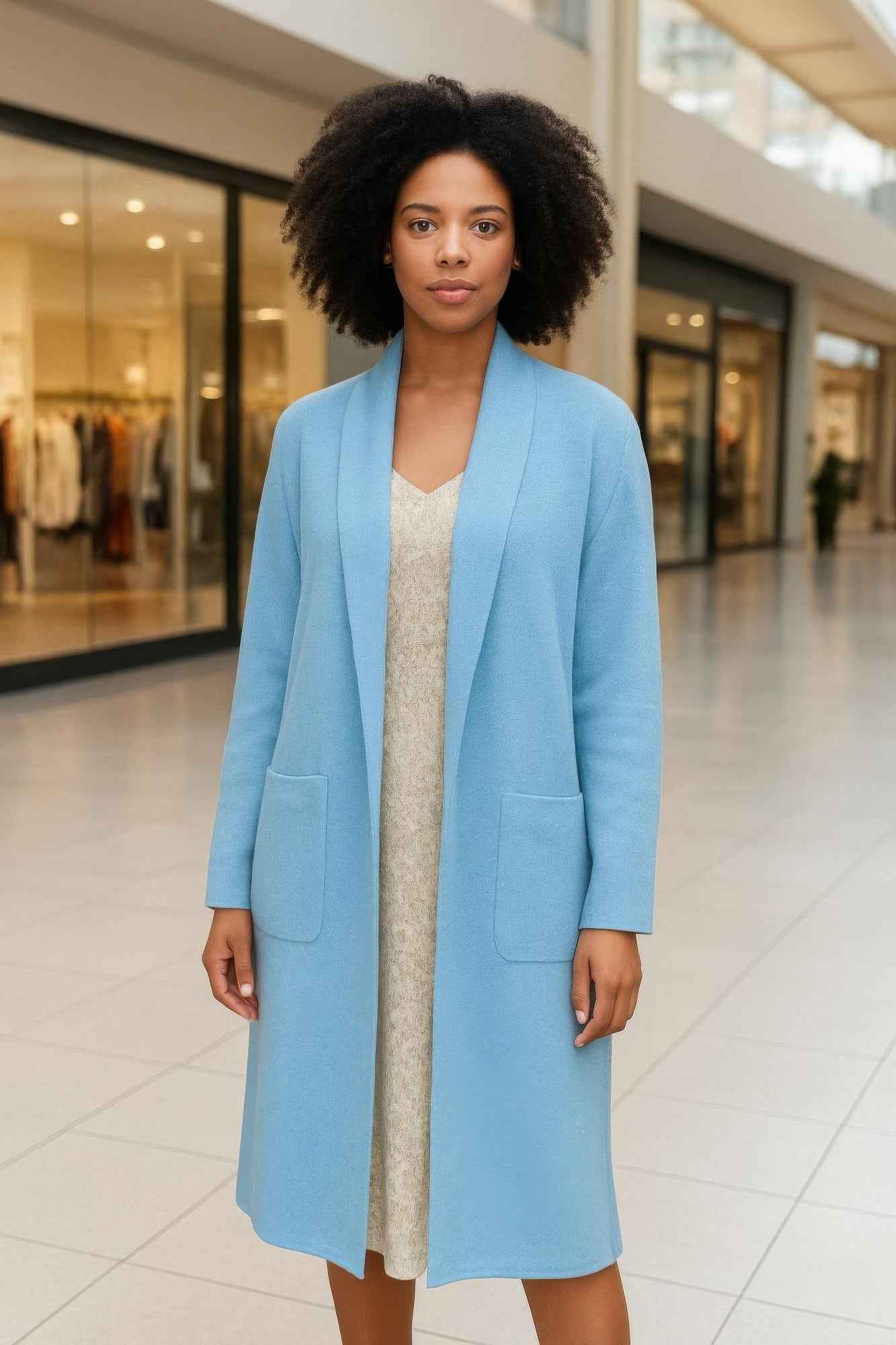 Premium Long Maxi Cardigan With Pockets Stretch