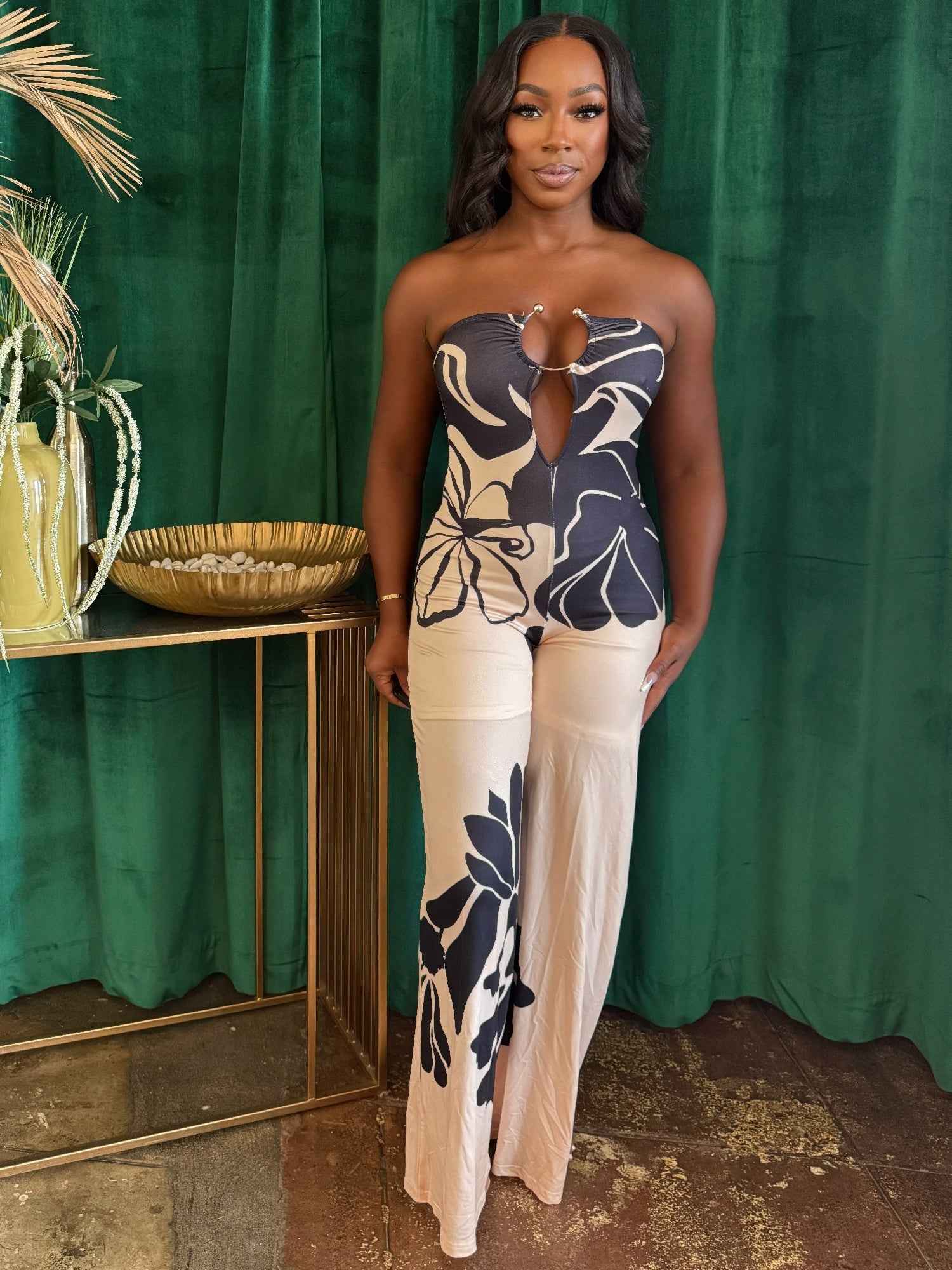 Midnight Bloom Halter Jumpsuit