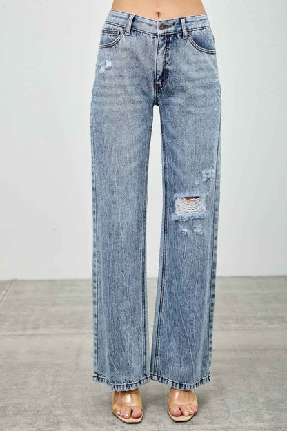 Mid Rise Relaxed Straight With Destroy