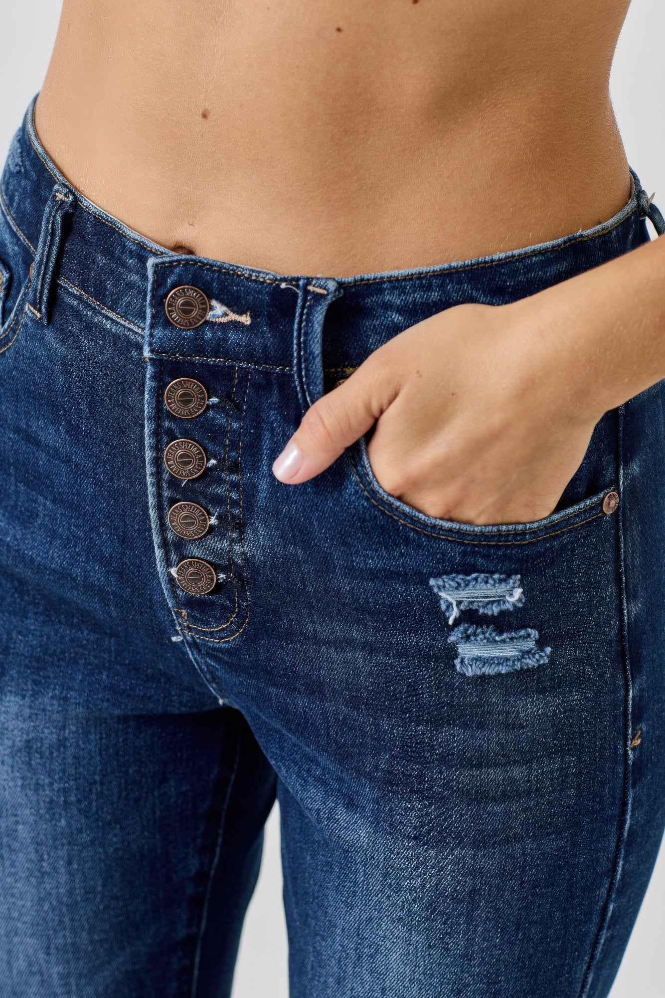 High Rise Ankle Skinny With Button Fly