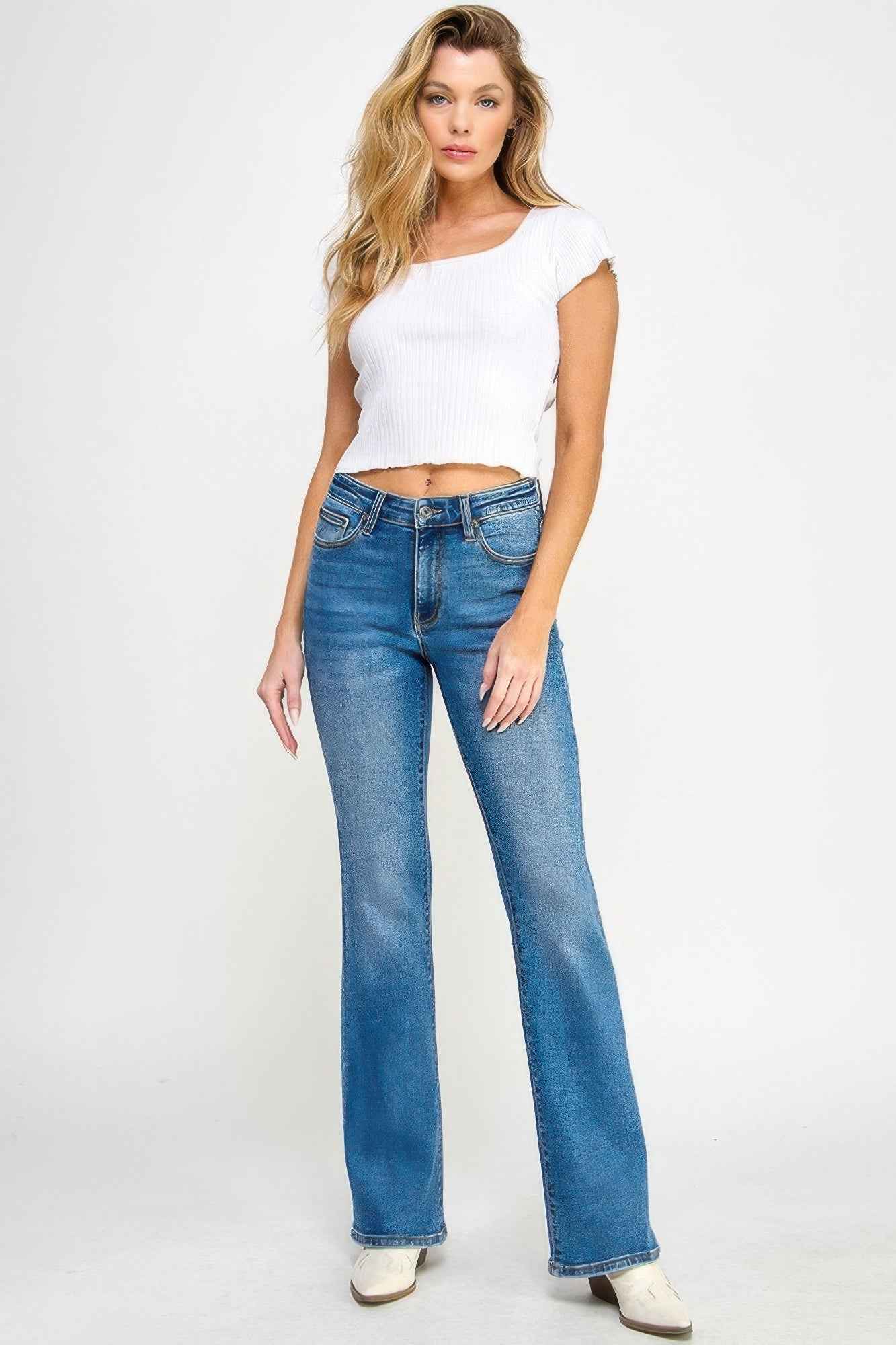Tummy Control Mid Rise Skinny Bootcut