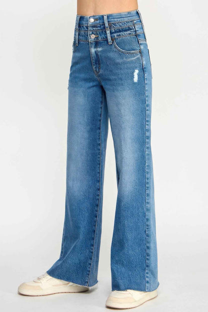 High Rise Double Waist Wide Leg