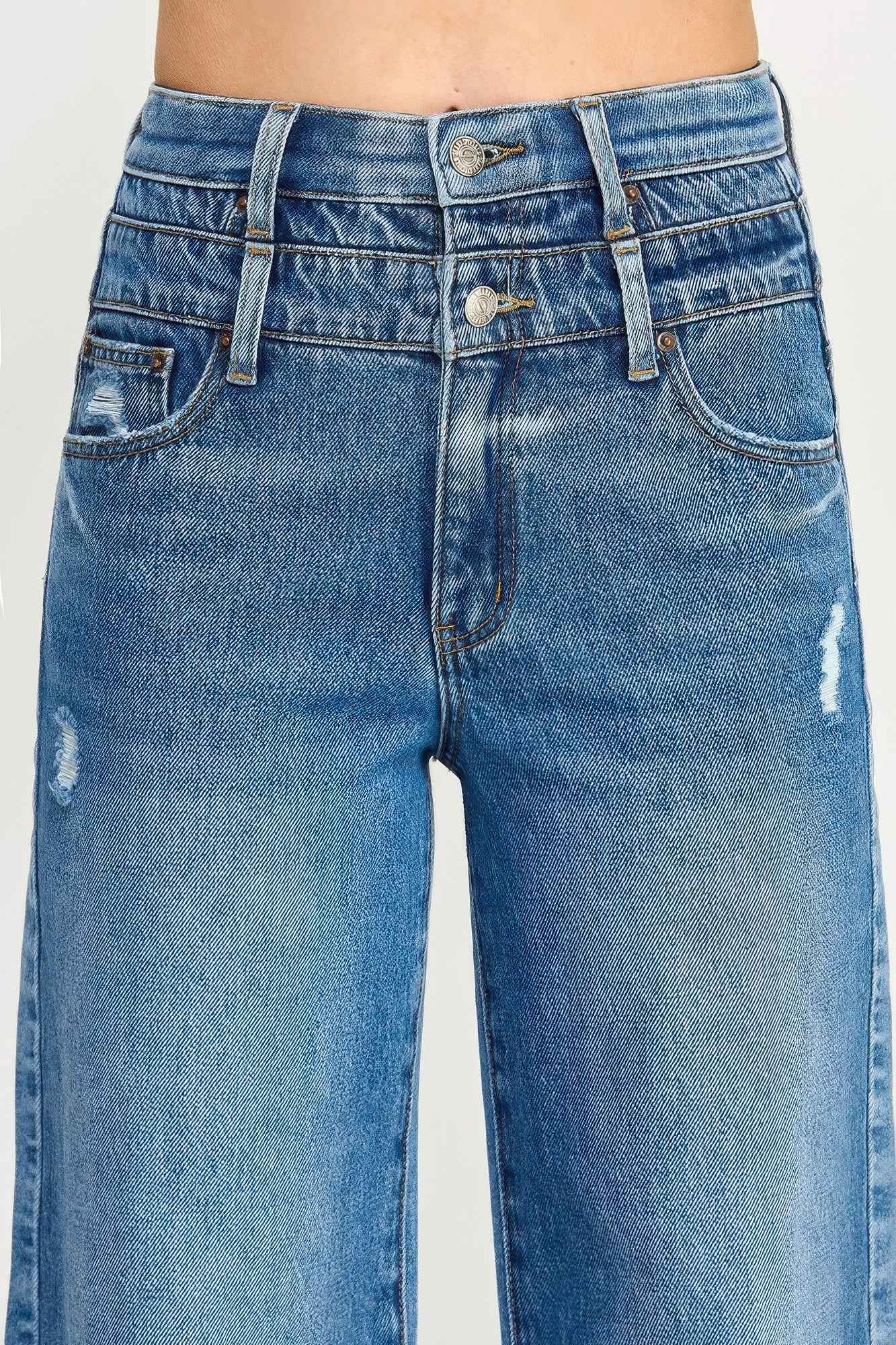 High Rise Double Waist Wide Leg