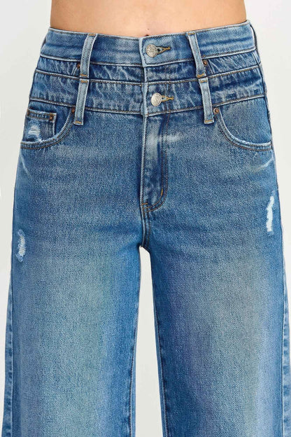 High Rise Double Waist Wide Leg