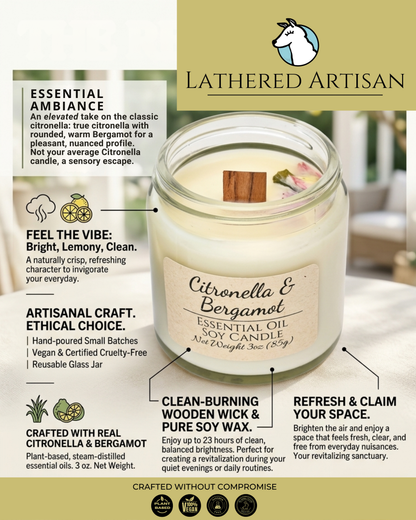 Citronella & Bergamot | Essential Oil | 3 oz Jar Candle