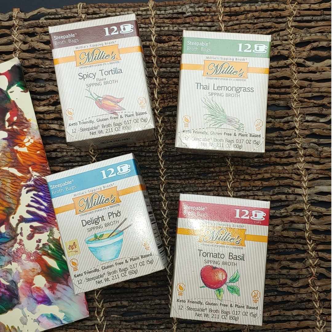 Millie's Sipping Broth 4 BOX Flavor Value Sampler (48 Servings)